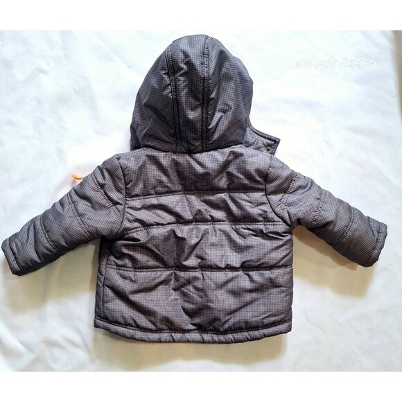 Carters Toddler Boys Gray Hooded Puffer Jacket With Orange Zipper Details 2T - Picture 8 of 8